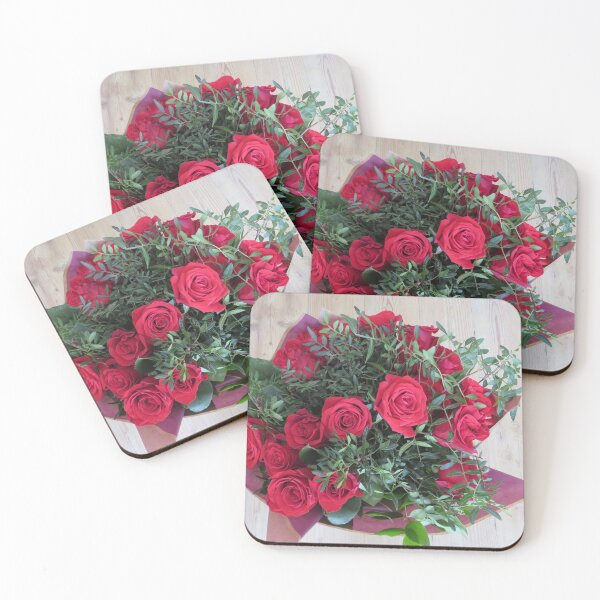 Item preview, Beautiful bouquet of red roses flowers with greenery designed and sold by RoseArtUK.