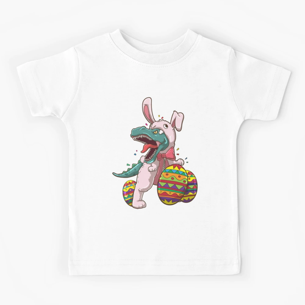DDSOL Toddler Boy Easter Day Shirt Bunny Rabbit Outfit Tractor Egg Hunt Dinosaur Tshirt Short Sleeve Clothes Kid Tee Top, 4# Blue Bunny Tractor Eggs, 2T