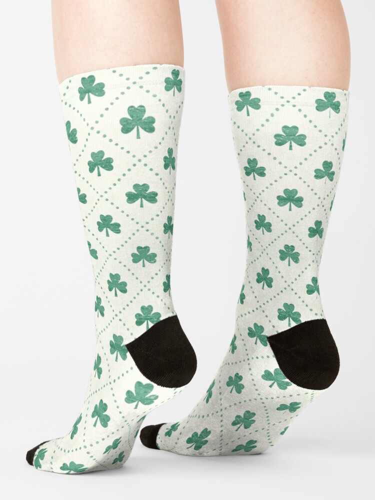 Thumbnail 4 of 5, Socks, Shamrock On! - Cream Background designed and sold by daisy-beatrice.