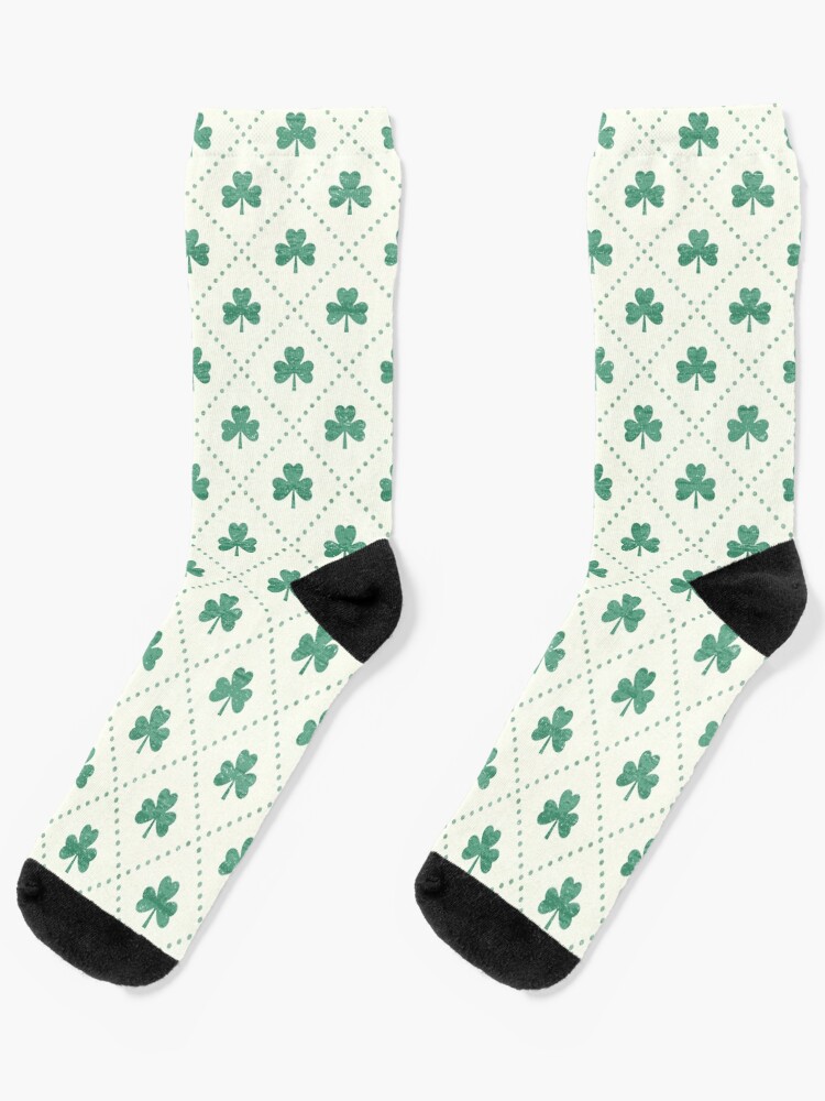 Thumbnail 1 of 5, Socks, Shamrock On! - Cream Background designed and sold by daisy-beatrice.