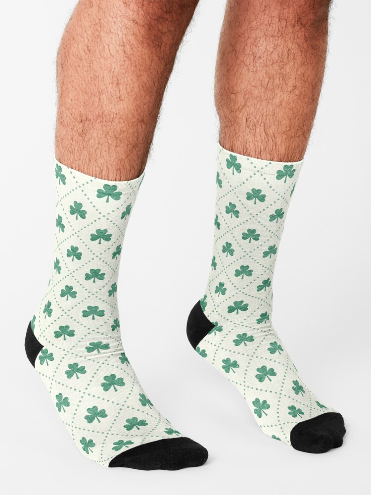 Thumbnail 3 of 5, Socks, Shamrock On! - Cream Background designed and sold by daisy-beatrice.