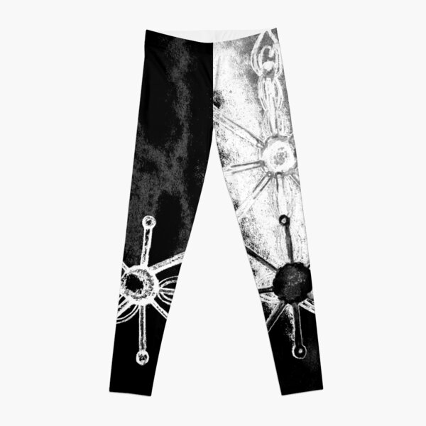Abstract Yin-Yang with Arrows - Black and White Leggings