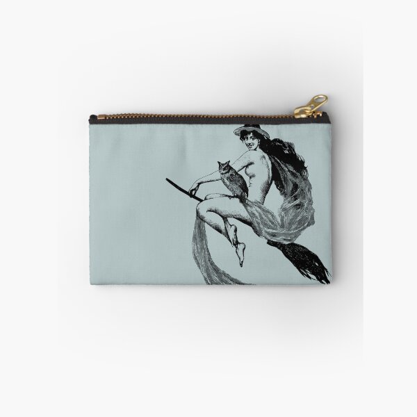 Item preview, Vintage Witch on a Broomstick with Wise Owl designed and sold by ThreeHaresMedia.
