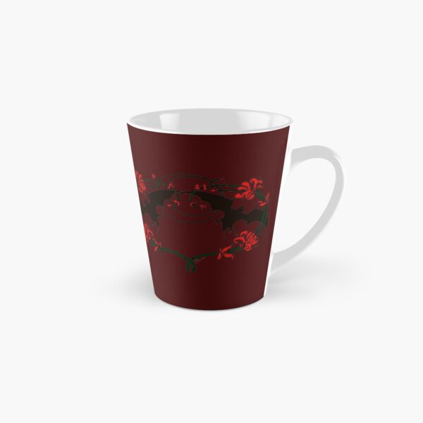 Halloween Goth Red Flowers Vampire Bats Tall Mug
