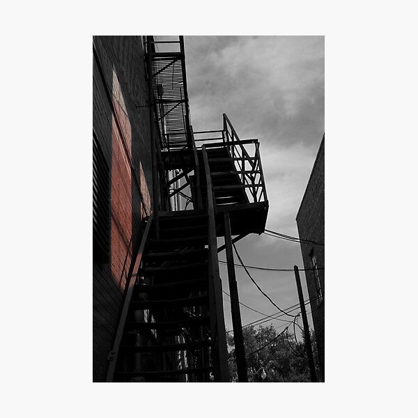 Broken Down Fire Stair Photographic Print