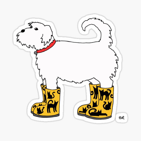 Dog Wearing Cat Boots Sticker