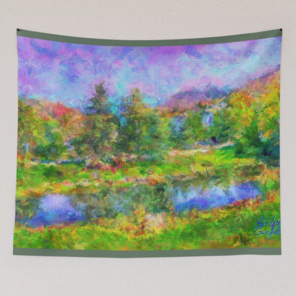 Item preview, Autumn Lake in Vermont Impressionist Painting designed and sold by BonBonBunny.