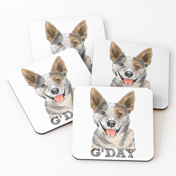 Item preview, Smiling Australian Cattle Dog, G'Day Aussie Dog, Cute Blue Heeler designed and sold by Furkid Studio.