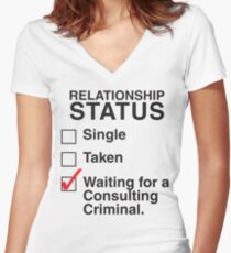 WAITING FOR A CONSULTING CRIMINAL Women's Fitted V-Neck T-Shirt