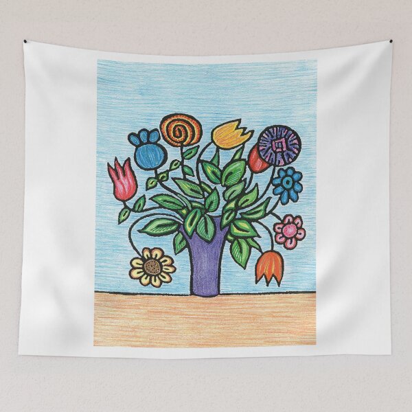 Item preview, Vase Full of Flowers Colored Pencil Painting designed and sold by SillaHoekstra.