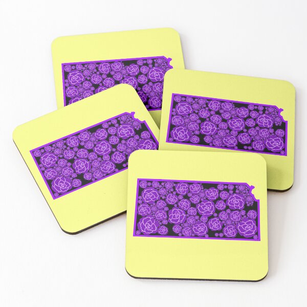 Item preview, Purple Roses Flower State of Kansas with yellow background designed and sold by Ella's  Doodles And Designs.