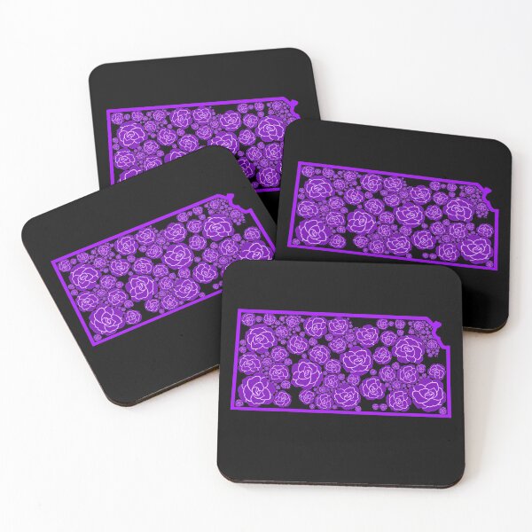 Item preview, Copy of Purple Roses Flower State of Kansas with black background designed and sold by Ella's  Doodles And Designs.