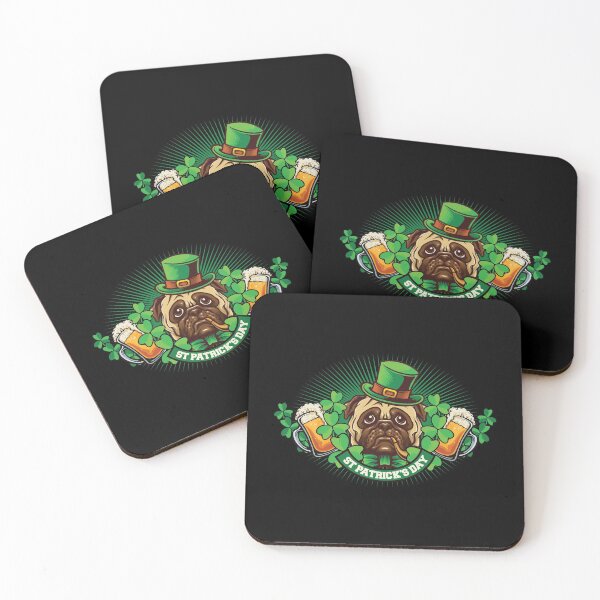 Item preview, Pug Dog Mascot St Patrick's Day Dark designed and sold by funnierthanthou.