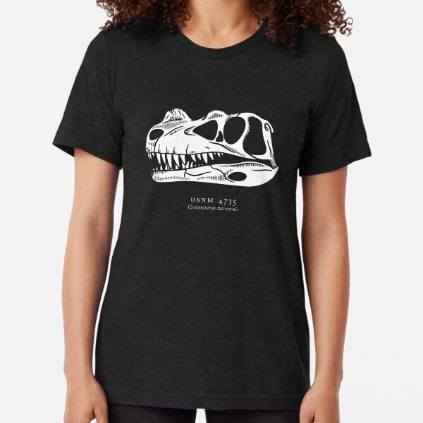 Ceratosaurus fossil skull - white version Tri-blend T-Shirt