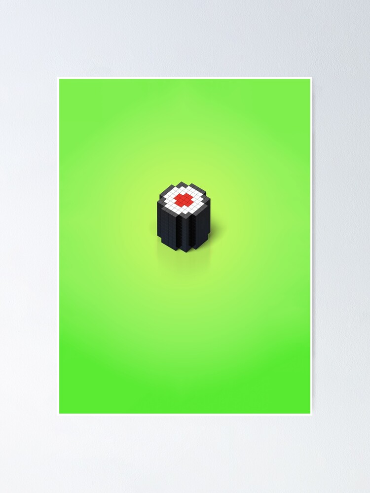 red pepper maki sushi roll 3d pixel art poster by kinkitsune redbubble red pepper maki sushi roll 3d pixel art poster by kinkitsune redbubble