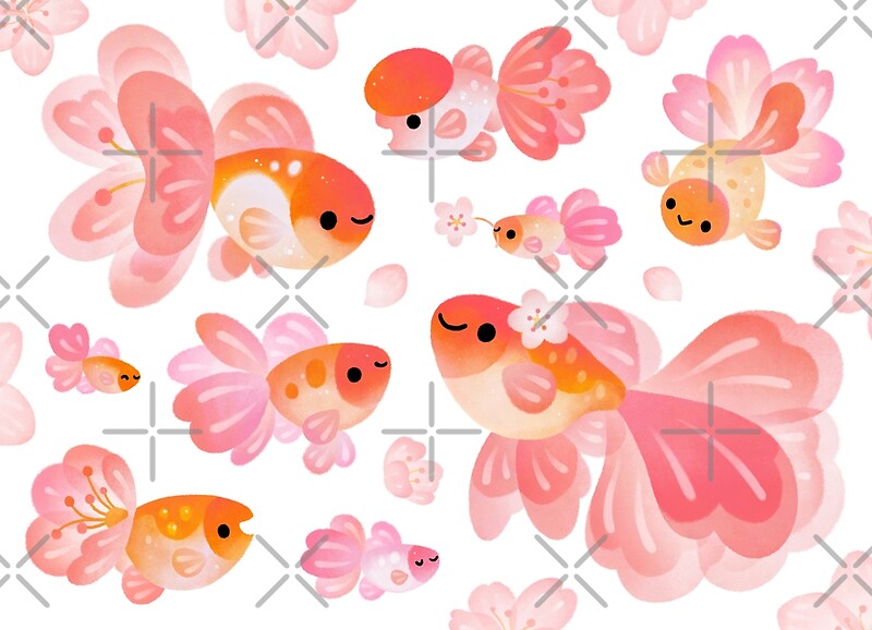"Cherry Blossom Goldfish 2" by pikaole Redbubble