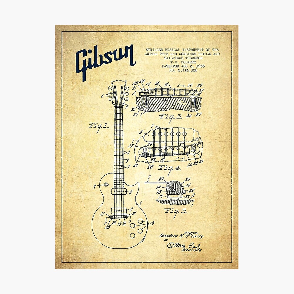 Les Paul Patent Guitar Coffee Mug Guitarist Mugs for Music Lover Gibson Guitars 
