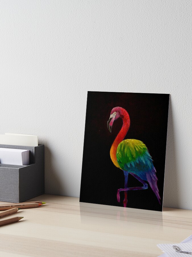 Rainbow Flamingo 1 Watercolor Canvas Wooden Wall Art