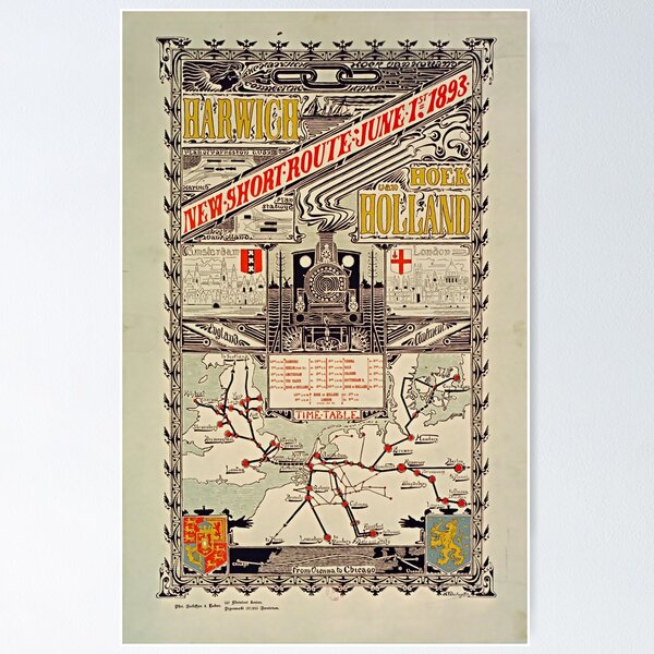 Item preview, New Short Route vintage travel poster designed and sold by stickart-marek.