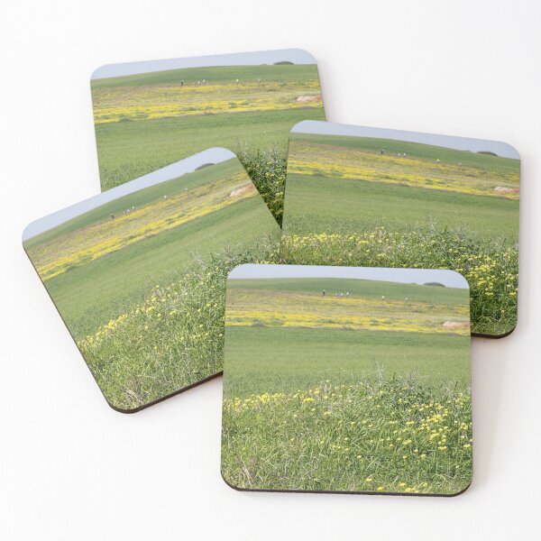 Item preview, View of green agricultural fields with yellow flowering plants designed and sold by EG Creativity Art.
