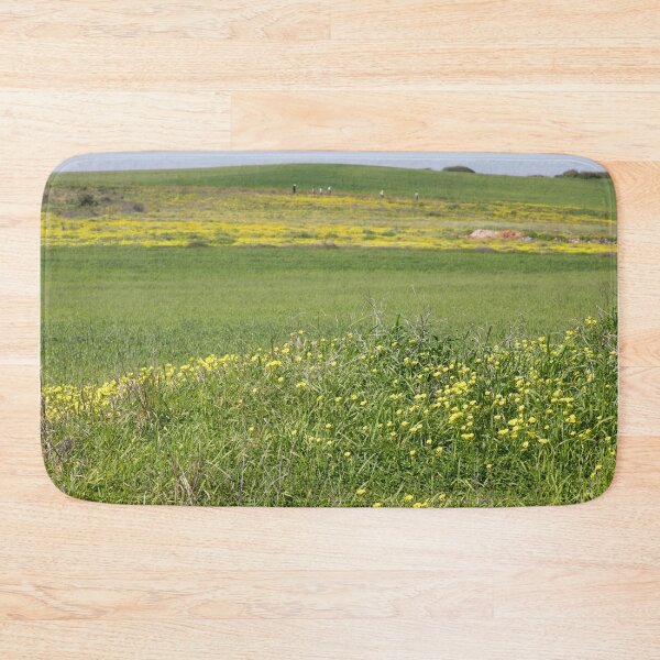 Item preview, View of green agricultural fields with yellow flowering plants designed and sold by EG Creativity Art.