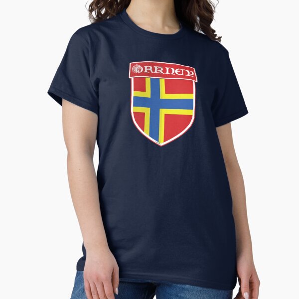 Item preview, ORKNEY ISLANDS Orcadian Flag Shield SCOTLAND UK Scottish Sticker Decal & T-Shirt designed and sold by OuterShellUK.