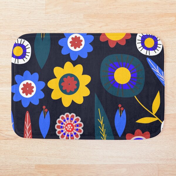 Midnight floral expo Bath Mat