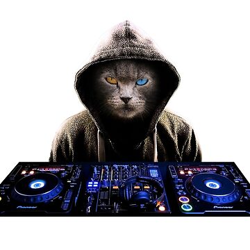 DJ Cat (Black) | Art Board Print