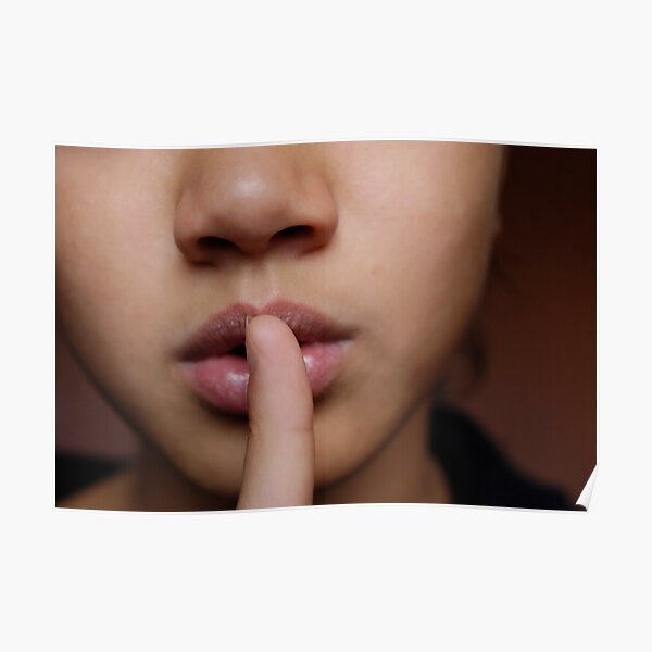 Girl finger on lips Poster
