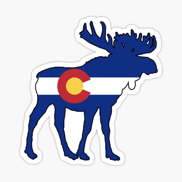 Colorado Flag Moose Sticker