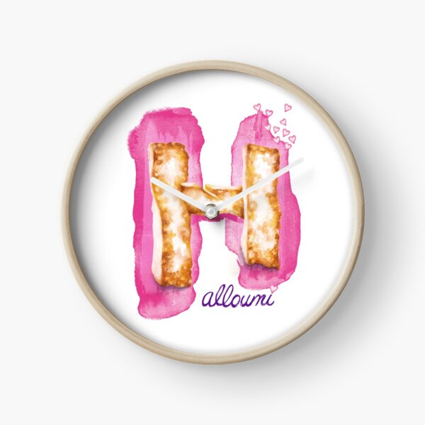Halloumi Cheese Illustration Clock