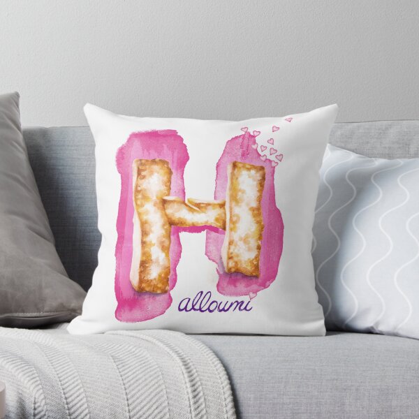 Halloumi Cheese Illustration Throw Pillow