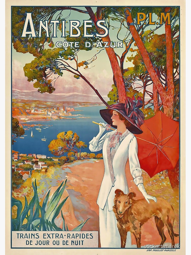 Discover Antibes Cote d Azur vintage travel poster Premium Matte Vertical Poster