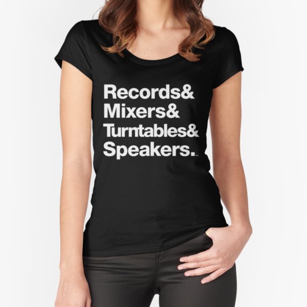 Dr. Dre & Records & Turntables Classic Threads Fitted Scoop T-Shirt