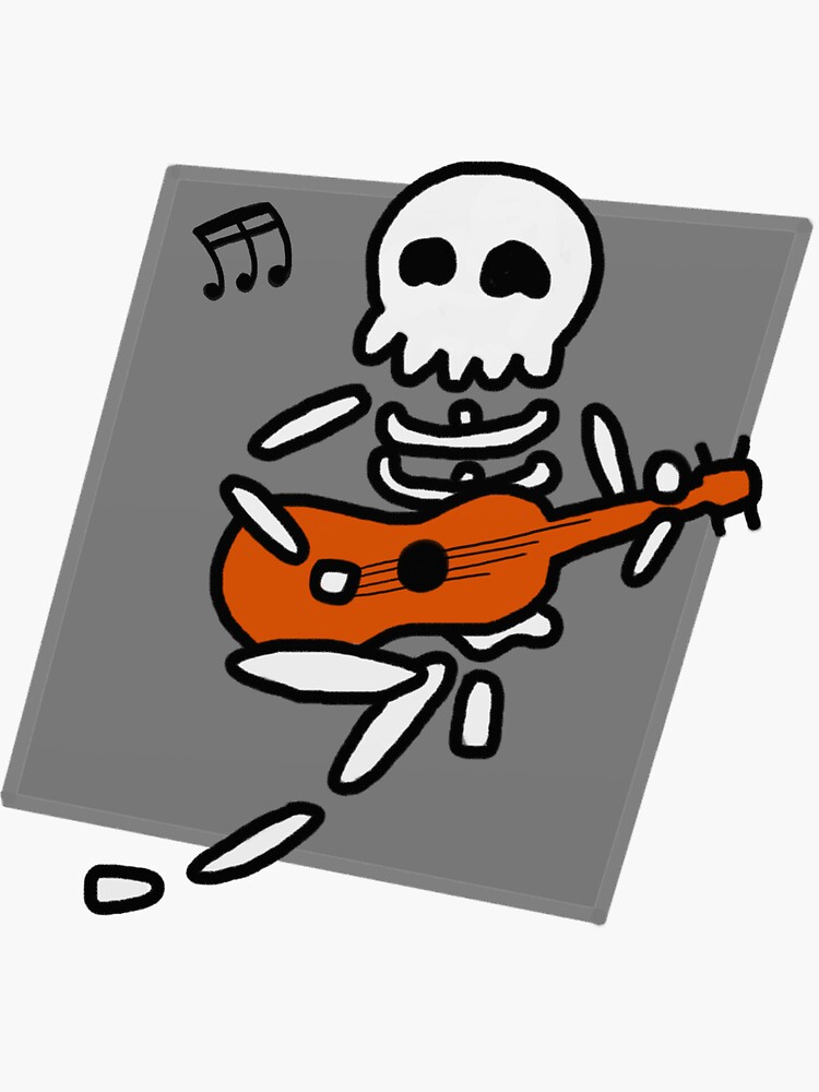 Thumbnail 3 of 3, Sticker, skeleton ukulele time designed and sold by Jimmies.