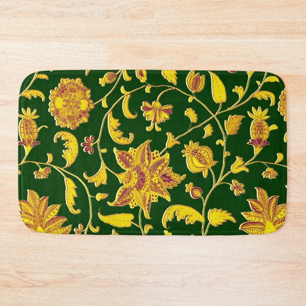 Item preview, GREEN GOLD YELLOW  GREEN POMEGRANATES ,POMEGRANATE FLOWERS, LEAVES  Oriental Floral Swirls designed and sold by BulganLumini.