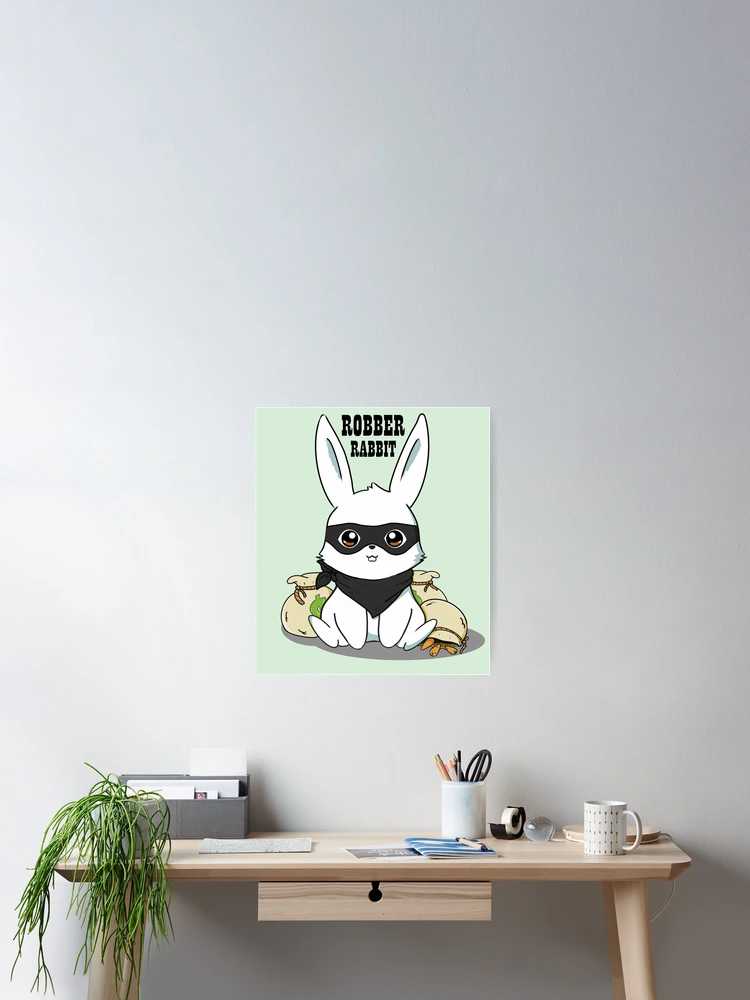 Thumbnail 2 of 3, Poster, Cute Robber Rabbit Cartoon designed and sold by AshStore.