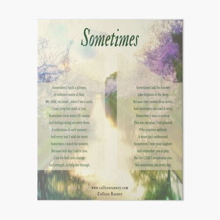 Sometimes Poem (Child Loss) by Colleen Ranney Art Board Print