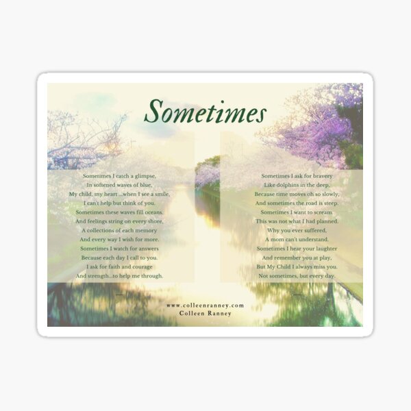 Sometimes Poem (Child Loss) by Colleen Ranney Sticker