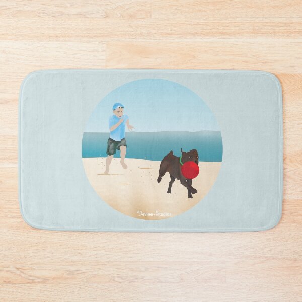 Item preview, Boy and Dog Playing Ball at the Beach designed and sold by Devine-Studios.