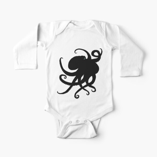 Octopus Silhouette, by Amber Marine © 2015 Long Sleeve Baby One-Piece