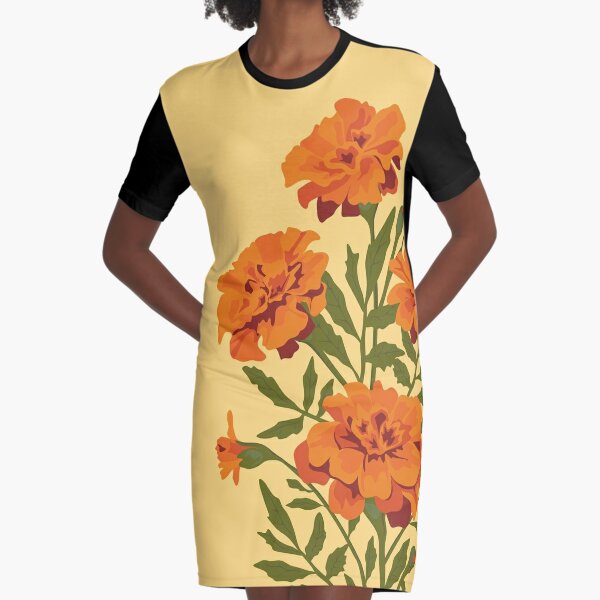 Marigold Flowers Graphic T-Shirt Dress