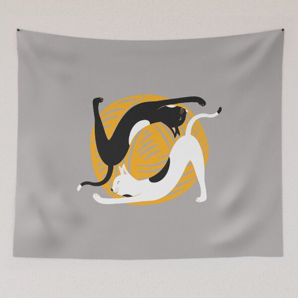 Item preview, Yoga cat with ball of wool designed and sold by DerSenat.