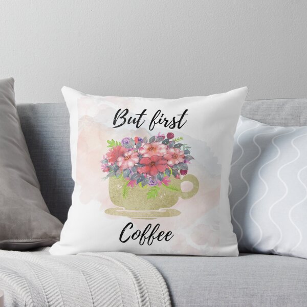 Artikelvorschau, Aquarell-Kaffeetasse mit Blumen, aber erstes Kaffee-Zeichen entworfen und verkauft von BitzArtCorner.