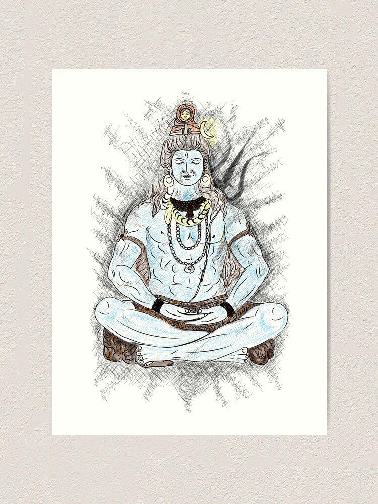 lord Shiva tshirt  lord Shiva in meditation sketch art  lord Shiva  poster  Poster for Sale by KARTICK DUTTA  Redbubble