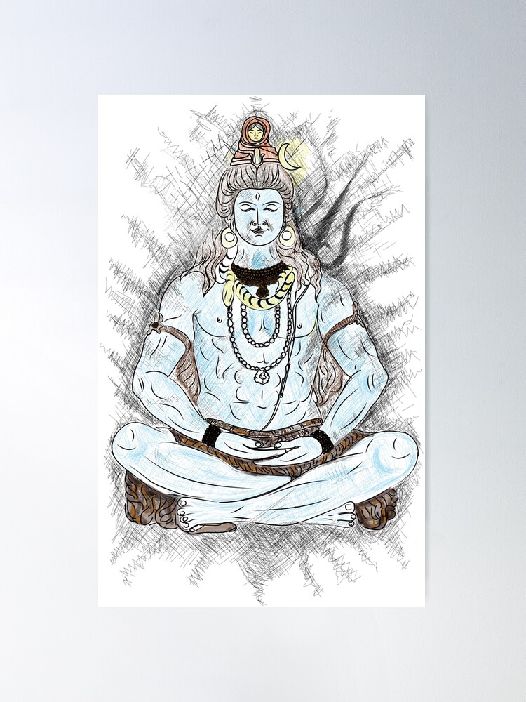 Hand draw hindu lord shiva sketch for indian god maha shivratri card  design:: tasmeemME.com
