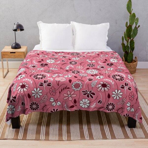 Item preview, Lindas flores ditsy // Country Coral Pink, Garnet Red, White designed and sold by Elsy's Art.