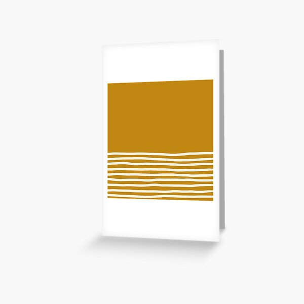 Item preview, Hand-Painted Cream Stripes Minimalist Pattern on Golden Mustard Solid  designed and sold by kierkegaard.