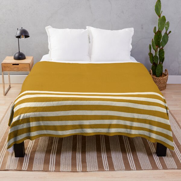 Item preview, Hand-Painted Cream Stripes Minimalist Pattern on Golden Mustard Solid designed and sold by kierkegaard.
