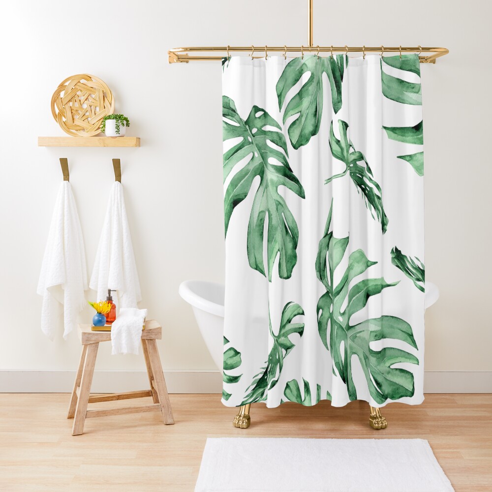 Monstera Pattern Green Shower Curtain